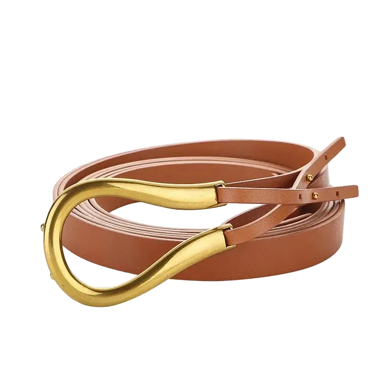 Ceinture en cuir véritable femme – Boucle en métal U de luxe